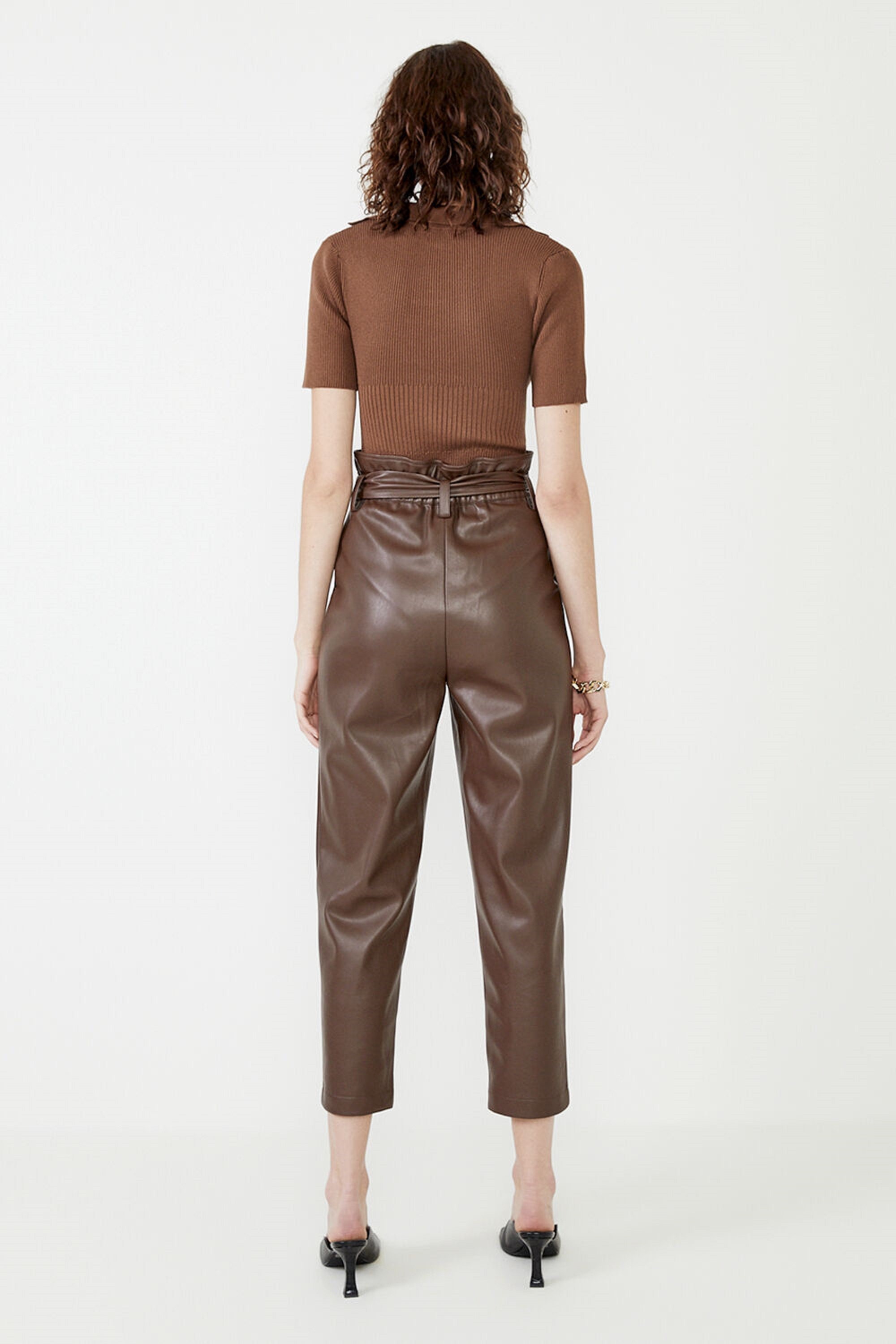 brown leather hot pants