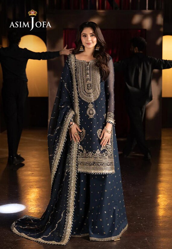 asim jofa dress design AJHJ-17 EMBROIDERED COTTON SILK 3 PCS  Asim Jofa