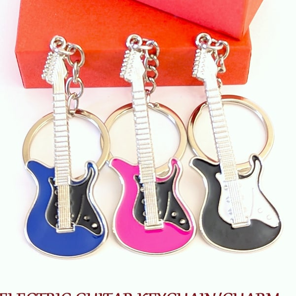 Guitar Keychains, Keychain Charms, Gift For Guitar Player, Guitar Key Rings, Bag Charms, Backpack Charm, One-Of-A-Kind Keychains, Pendants