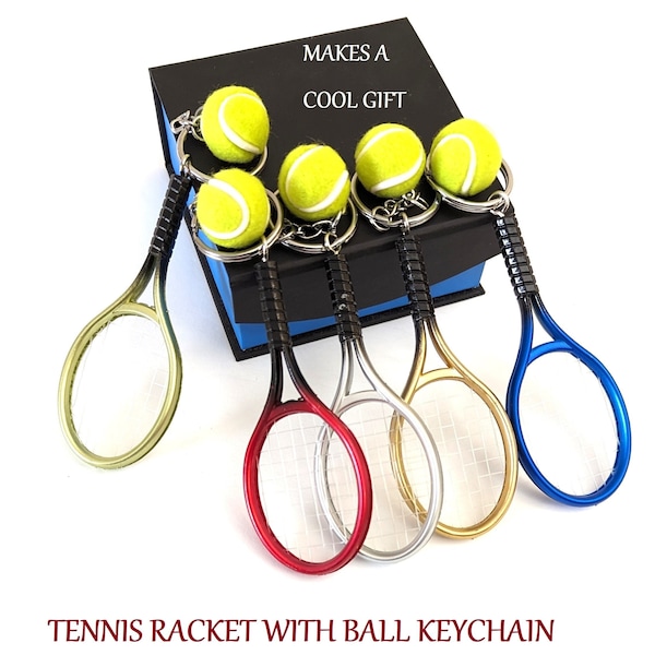 Tennis Ball Keychain, Keychain Charm, Gift For Tennis Player, Tennis Racket Key Ring, Bag Charm, Tennis Charm, One-Of-A-Kind Keychain