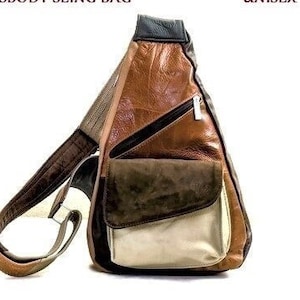 Bolso bandolera unisex, mochila pequeña, bolso de pecho, bolso bandolera, bolso bandolera de cuero, bolso escolar, bolso de trabajo, mochila ligera de 15" x 9"