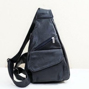 Genuine Leather Crossbody Sling Bag: Unisex Travel Backpack (15&quot; x 9&quot;)