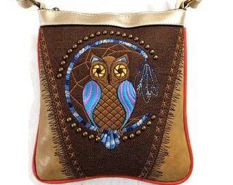 AURELIOR Owl On Ring Leaves Pattern Handbags Womens PU Leather Top-Handle Shoulder Bags AURELIOR Owl On Ring Leaves Pattern Handbags Womens PU Leather Top-Handle Shoulder Bags