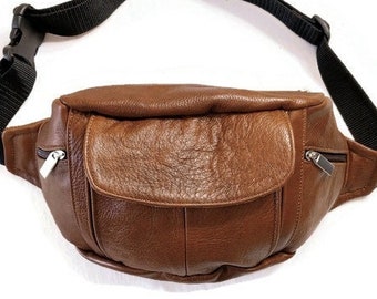 Leather Fanny Pack, Leather Fanny Bag, Waist Bag, Belt Bag, Hip Pouch, Hip Bag, Belly Bag, Moon Bag, Fanny Pack 5 Pockets, Fanny Waist Pack