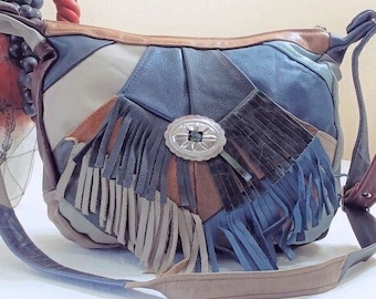 Western Crossbody Handbag, Leather Crossbody Handbag, Crossbody Fringe Bag, Women's Western Handbag, Leather Western Purse, Concho Handbag