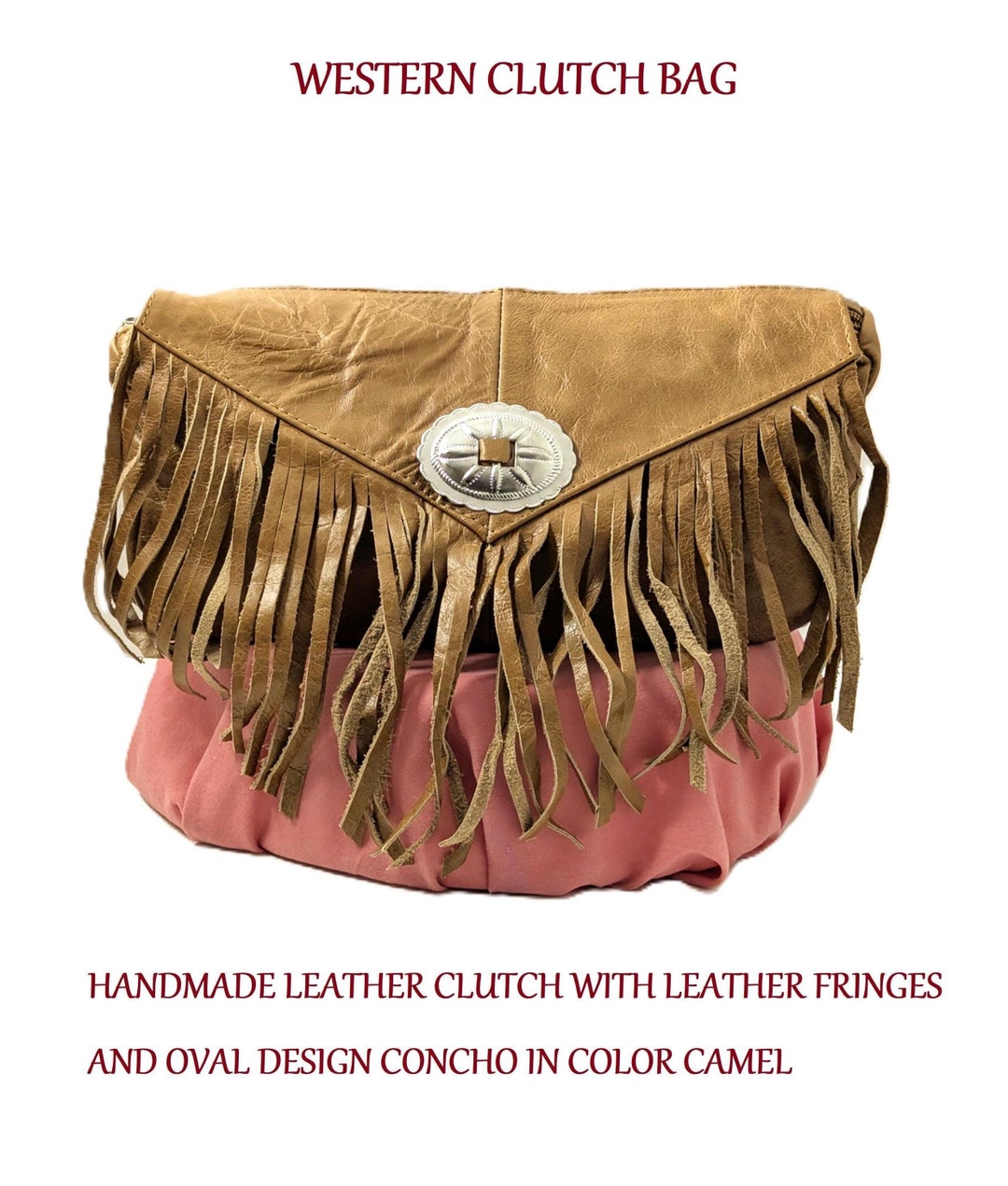 Handmade Leather Fringe Clutch: Western Conch Purse