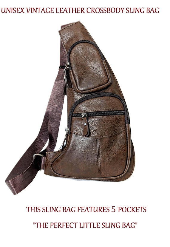 Vintage Leather Crossbody Sling Bag: Unisex Mini Backpack  display picture 2