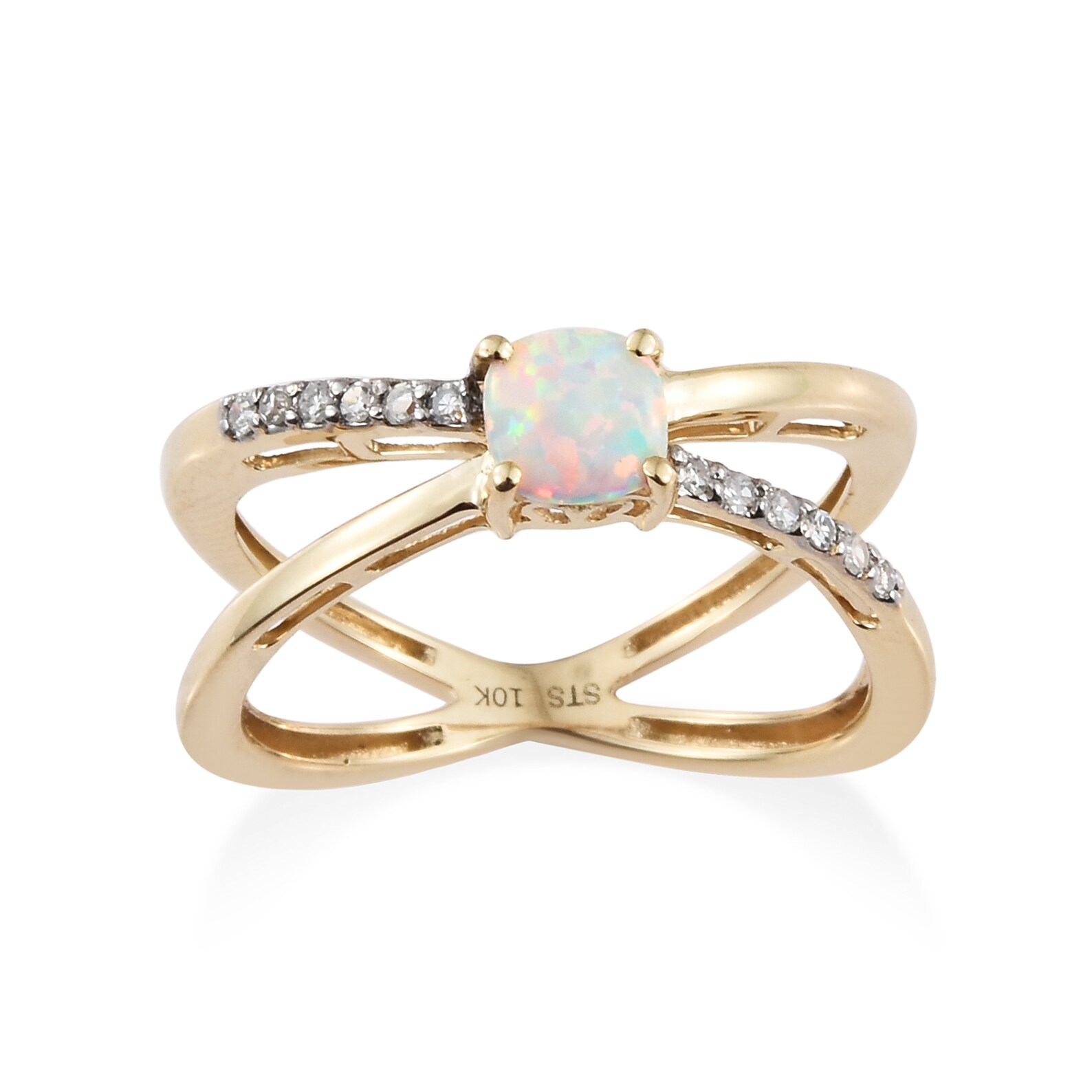 Opal Band Ring Opal Stacking Ring Yellow Wedding Band Opal