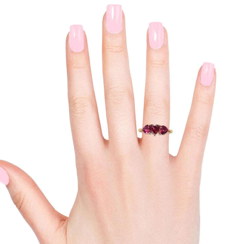Heart Red Ruby Ring Side Pear Shape Ruby Ring Promise Ring Valentines Gift Love Engagement Ring Yellow Gold Plated Sterling Silver