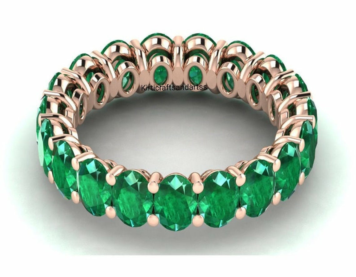 Emerald Eternity Band Ring Green Emerald Ring FullEternity Etsy