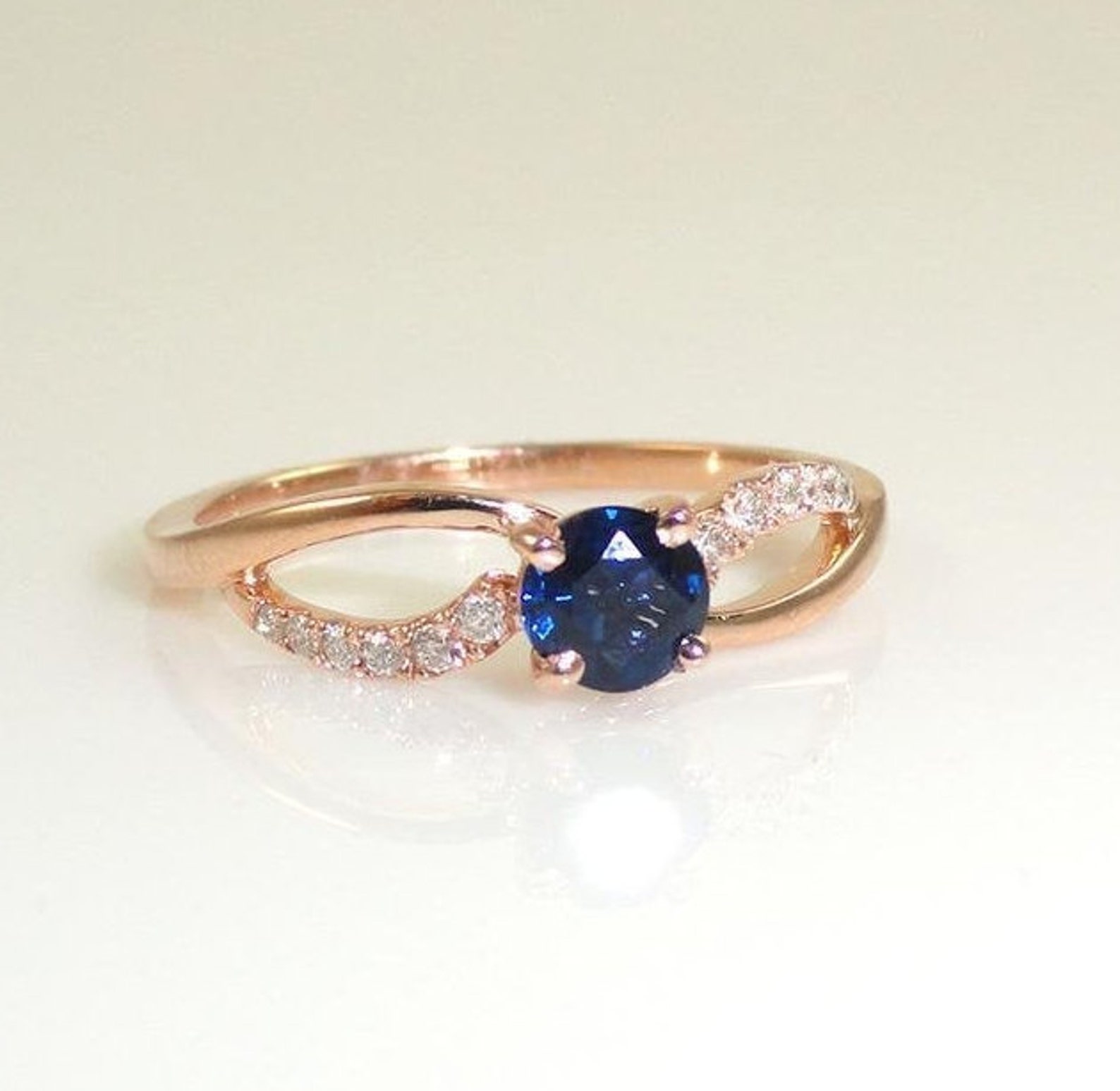 Blue Gemstone Ring Vintage Engagement Ring Unique Wedding Etsy