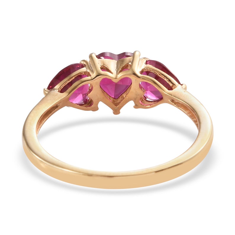 Heart Red Ruby Ring Side Pear Shape Ruby Ring Promise Ring Valentines Gift Love Engagement Ring Yellow Gold Plated Sterling Silver