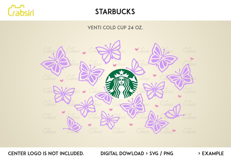 Download Art Collectibles Clip Art Butterfly Svg Cup Starbucks Full Wrap For Venti Cold Cup 24 Oz Digital Download Svg File For Cricut Starbucks Svg