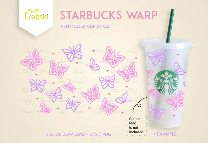 Download Art Collectibles Clip Art Butterfly Svg Cup Starbucks Full Wrap For Venti Cold Cup 24 Oz Digital Download Svg File For Cricut Starbucks Svg
