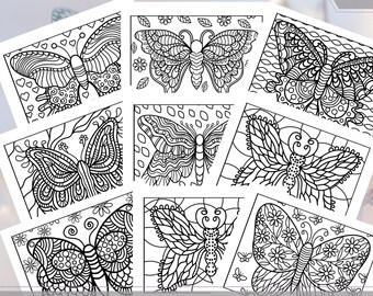 Butterfly Coloring Etsy