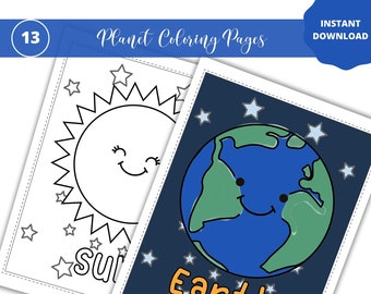 Planet Malvorlagen, Sonnensystem Malvorlagen, Kinder Malvorlagen, SOFORTIGER DOWNLOAD