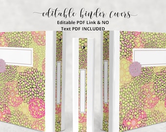 Floral Binder Covers, Editable School Binder Inserts (PDF)