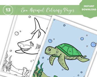 Sea Animal Coloring | Etsy