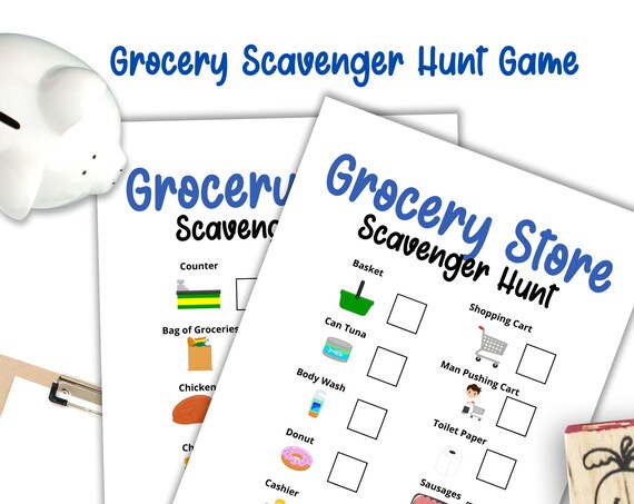 Grocery Store Scavenger Hunt, Printable Supermarket Scavenger Game, School Game, Party Games