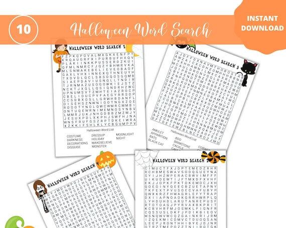 Halloween Word Search, Printable Halloween Word Find, Holiday Game, Halloween Games, Halloween Party Games, Word Search, Fun Halloween