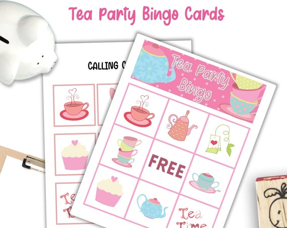 Tea Party Bingo Cards, Printable Tea Party Bingo Game, School Game, Tea Party Games, Easy Bingo Cards, Preschool Bingo