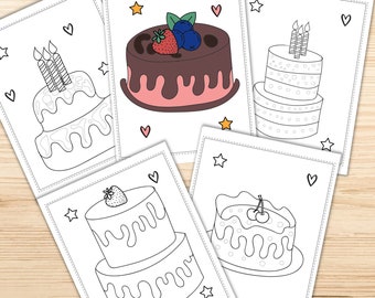 Cake Coloring Pages, Printable Coloring Pages, Cake Birthday Party Activity, Birthday Party, Kids Coloring Pages