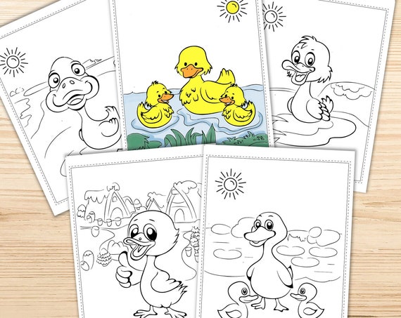 Duck Coloring Pages, Printable Kids Coloring Pages, Duck Birthday Party, INSTANT DOWNLOAD