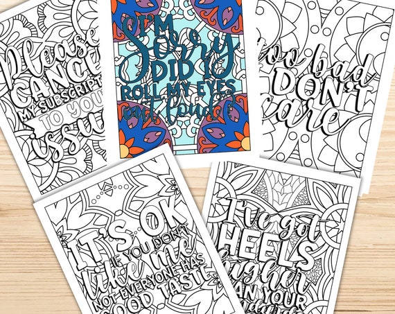 Sassy Quotes Coloring Pages, Adult Coloring Pages, Pattern Coloring Pages, Sassy Quotes Wall Art, INSTANT DOWNLOAD