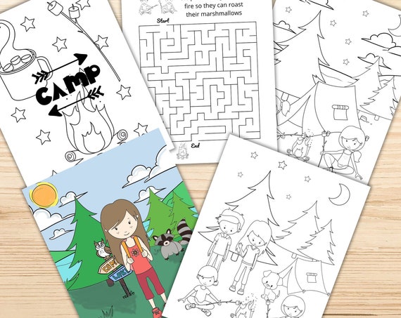 30 Camping Coloring and Activity Pages, Printable Camping Coloring Book, Camping Activity, INSTANT DOWNLOAD