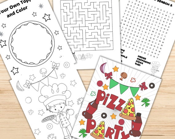 Pizza Coloring Pages, Pizza Party Printables, Pizza Birthday Party Games, Pizza Activities, Printable Coloring Activities for Kids, DIGITAL
