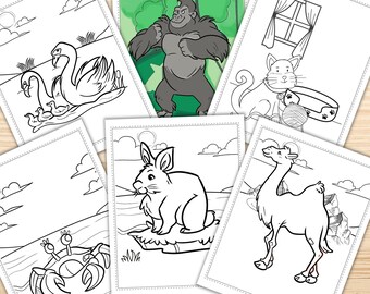 Download Animal Coloring Pdf Etsy