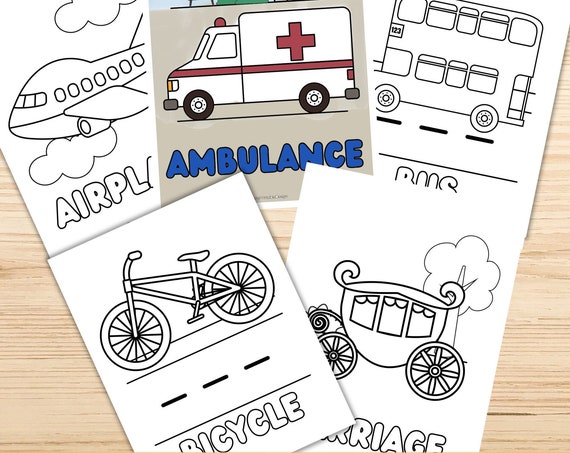31 Transportation Coloring Pages for Kids - Vehicle Coloring Pages, Transportation Birthday Activity, Instant Download