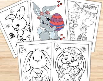 Easter Coloring Etsy