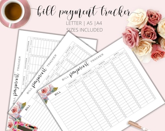 Bill Payment Tracker, Printable Bill Payment Organizer, Monthly/Yearly Bill Organizer, Monthly Bill Payment Tracker, Printable Bill Planner