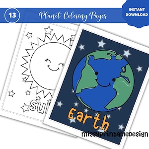 Planet Coloring Pages, Printable Kids Solar System Coloring Pages, Kids Coloring Pages, INSTANT DOWNLOAD