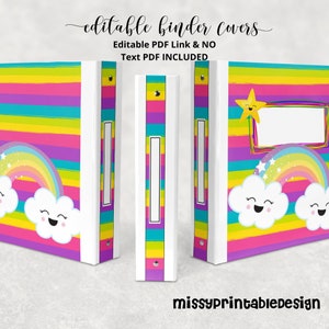 Editable Rainbow Binder Covers & Spines, Printable Binder Covers Front, Back, and Spine, Student Binder, School Binder, Teacher Binder