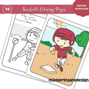 Baseball Coloring Pages, Printable Coloring Pages, Baseball Birthday Party Activity, Kids Coloring Pages, INSTANT DOWNLOAD