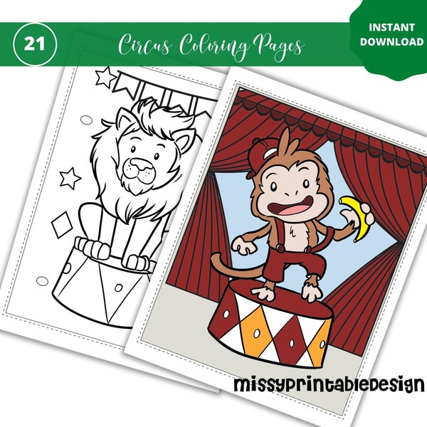 Circus Coloring Pages, Printable Circus Coloring Pages for Kids, Circus Birthday Party, Circus Wall Art, DIGITAL