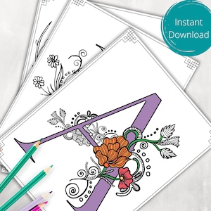 Printable Adult Coloring Pages Floral Alphabet Letters In Etsy Find & download the most popular floral lettering vectors on freepik free for commercial use high quality images made for creative projects. etsy