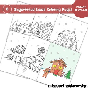 Gingerbread House Coloring Pages, Printable Christmas Coloring Pages, Christmas Party Activity, Holiday Coloring Pages, Kids Coloring Pages image 1