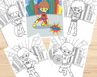 Download Superhero Coloring Etsy