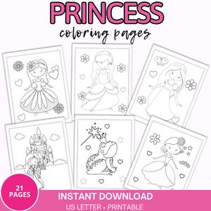 Princess Coloring Pages, Printable Princess Coloring Pages, Girl Coloring Pages, Princess Birthday Activity, Princess Party, Party Favor