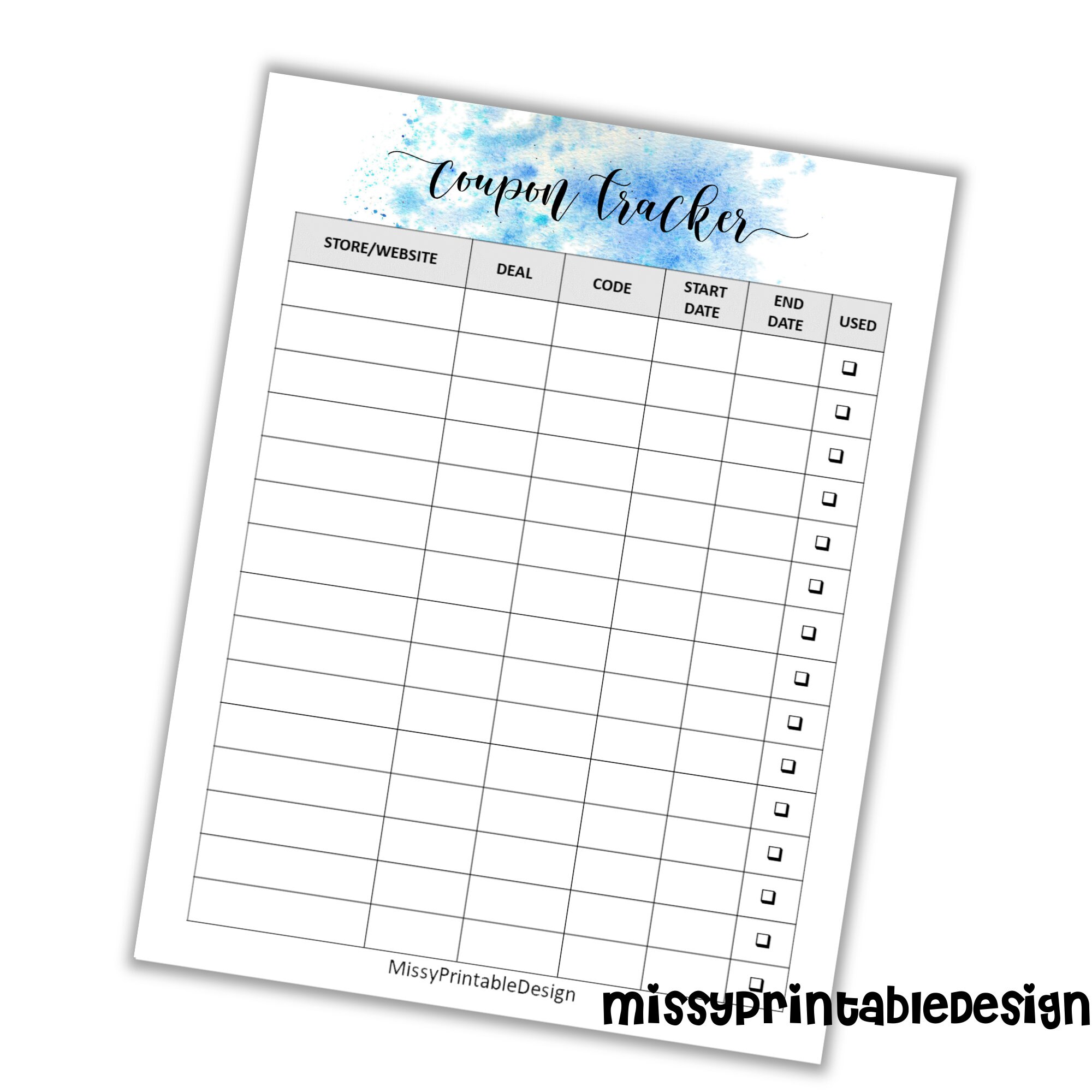 Coupon Code Tracker Printable, Organizer (instant Download) - Etsy