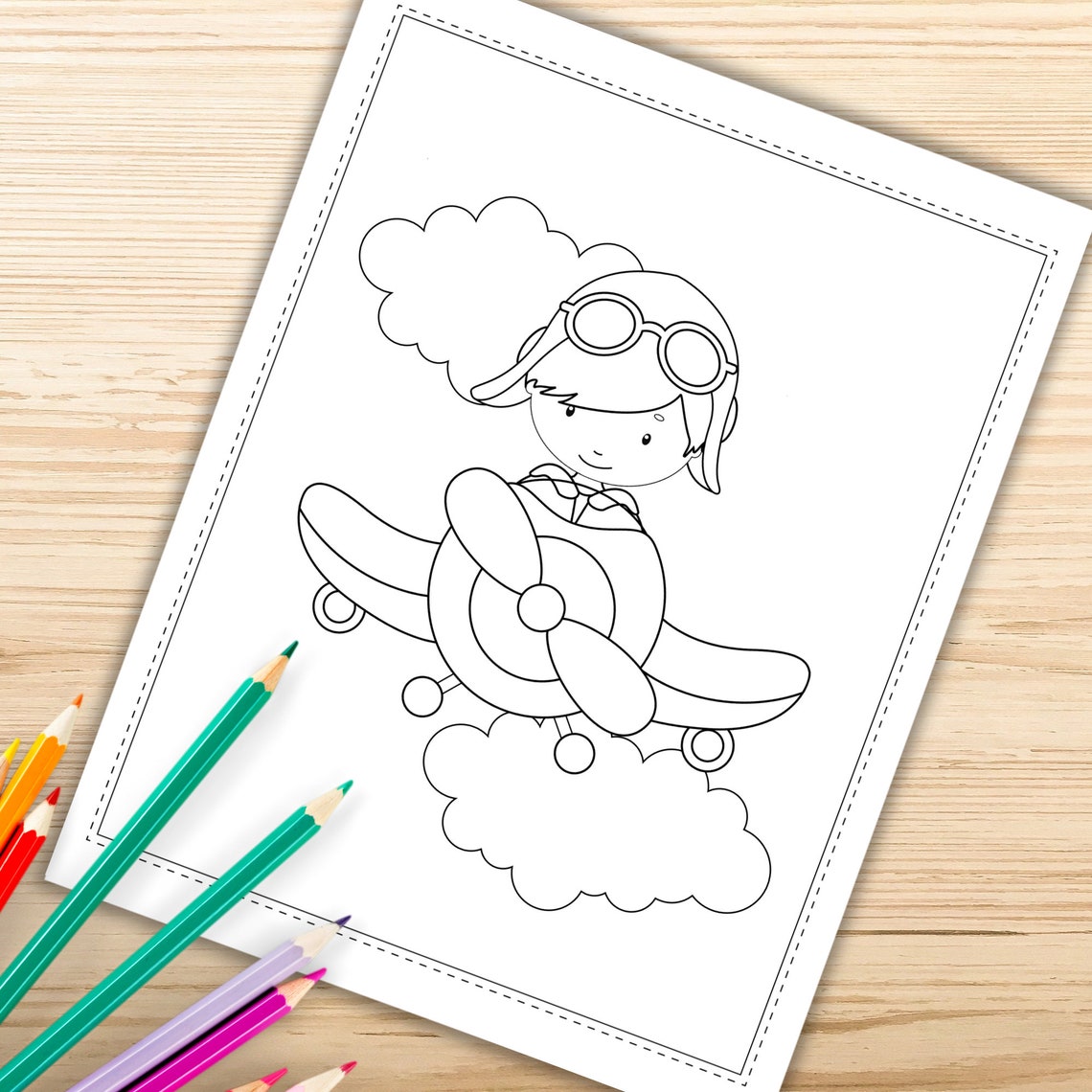 Airplane Coloring Pages, Pilot Party, Kids Wall Art (INSTANT DOWNLOAD ...