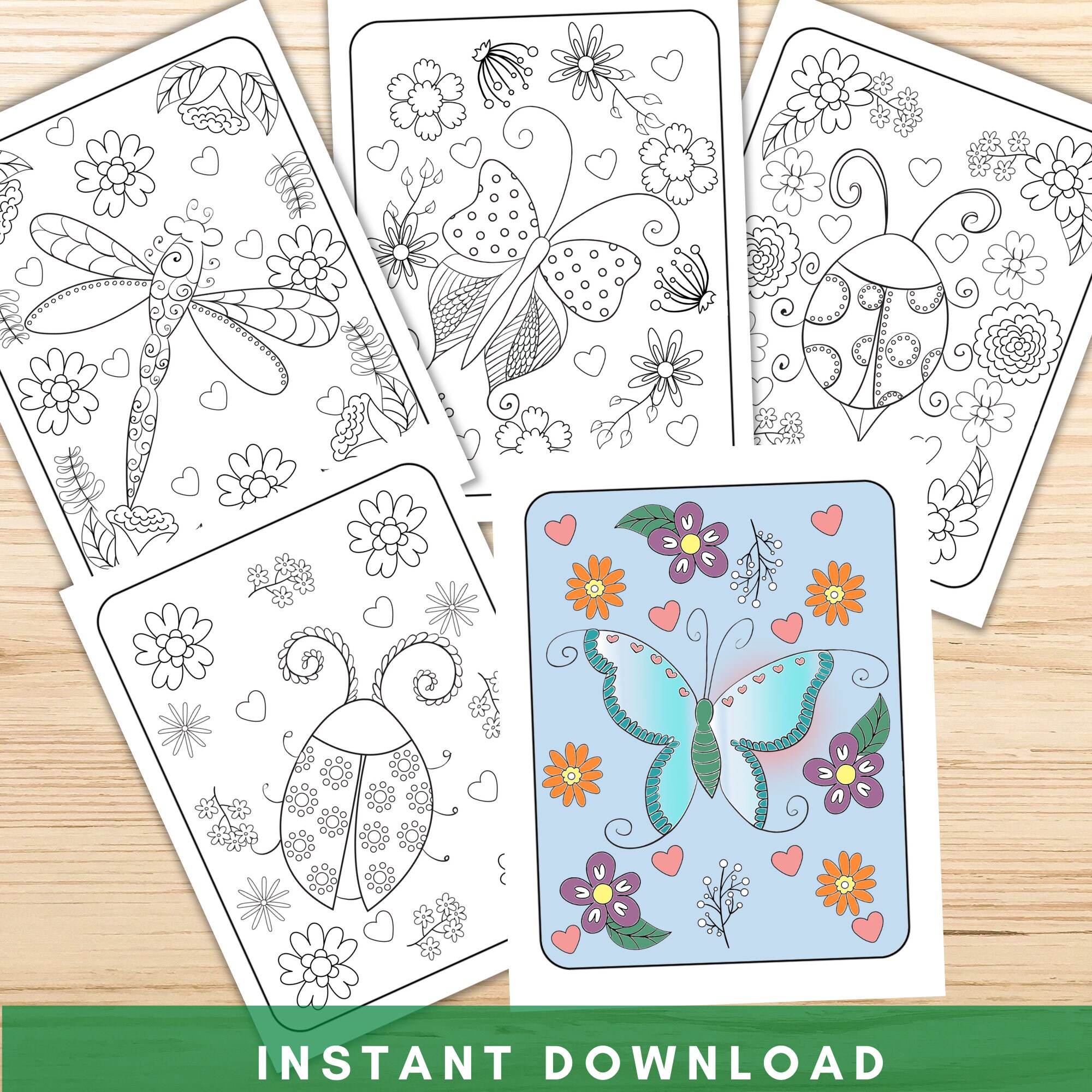 insect coloring pages printable coloring pages for teens etsy