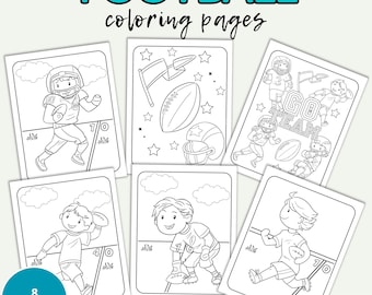 Football Coloring Pages, Kids Birthday Party Activity (INSTANT DOWNLOAD)