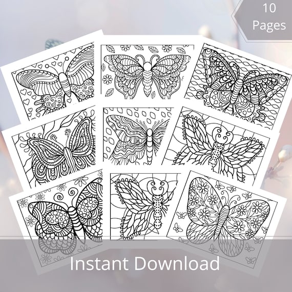 Butterfly Coloring Pages Coloring pages for adults Digital