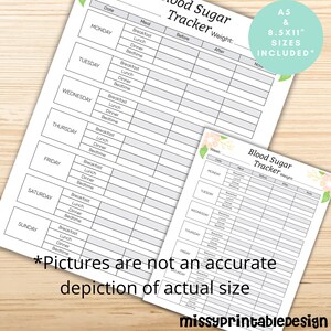 Printable Blood Sugar Tracker, Blood Sugar Log (Instant Download) image 5
