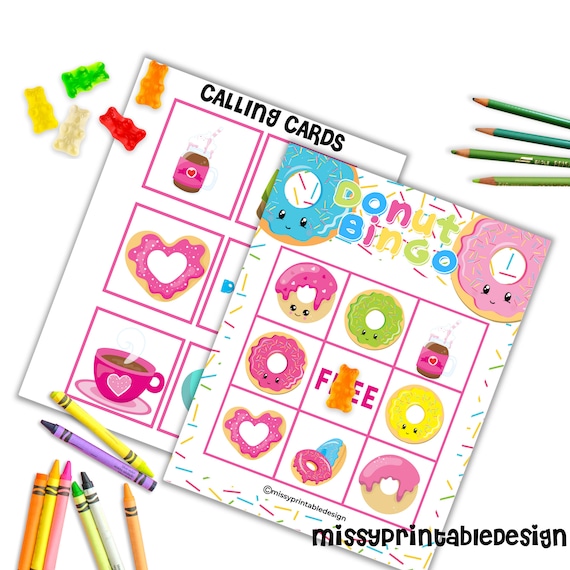 Donut Bingo Cards, Printable Donut Bingo Game, School Game, Donut Party