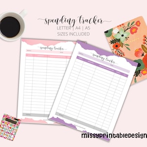 Spending Tracker,  Printable Spending Log, Expense Tracker, Spending Journal, Printable Inserts, INSTANT DOWNLOAD